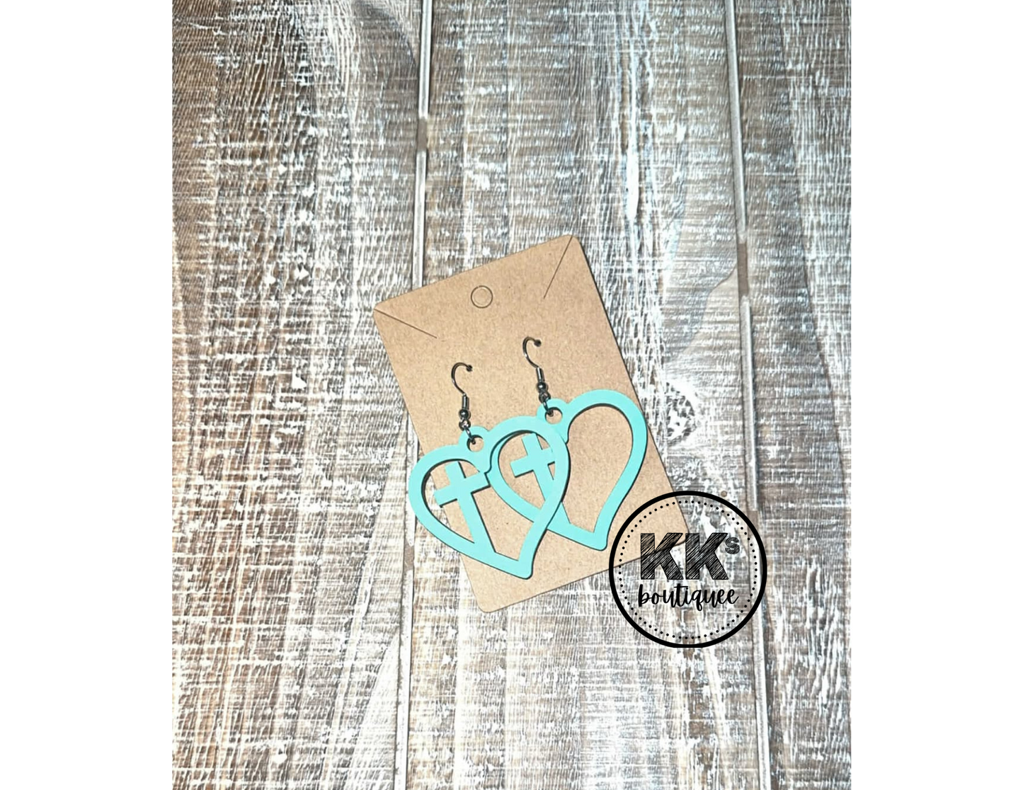 Teal Cross Dangle Earrings