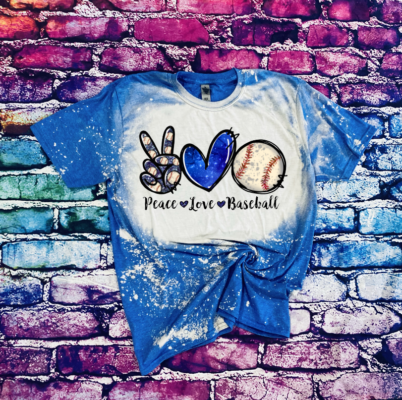 Peace Love and Baseball Bleached Shirt