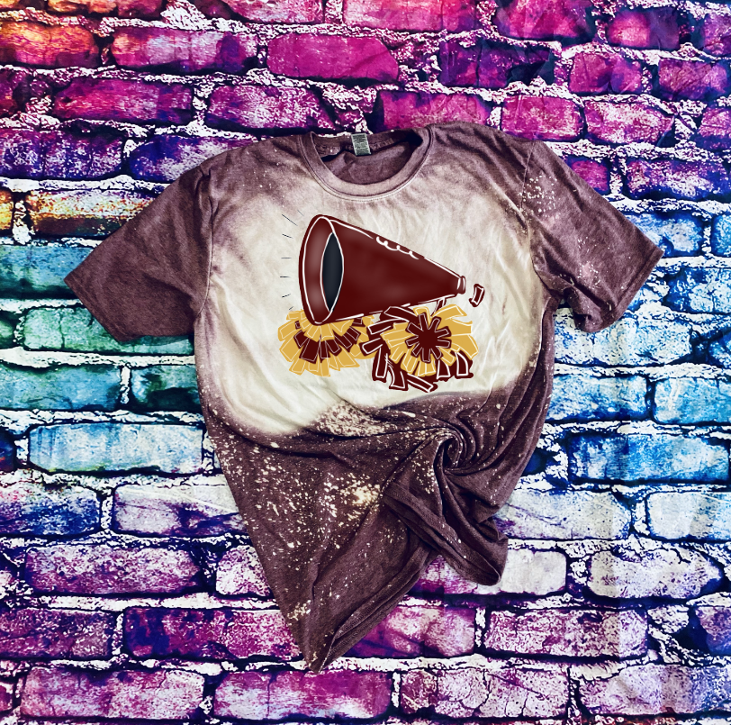 Maroon and Gold Cheer Bleached Shirt