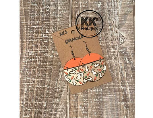 Bunny and Carrots Dangle Earrings