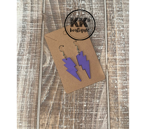 Purple Lightening Bolt Dangle Earrings