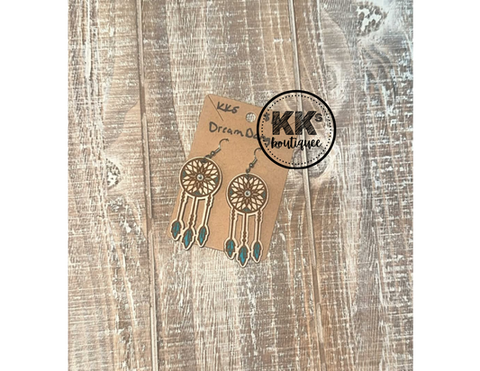 Blue Dreamcatcher Dangle Earrings