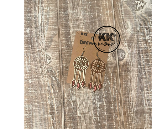 Pink Dreamcatcher Dangle Earrings