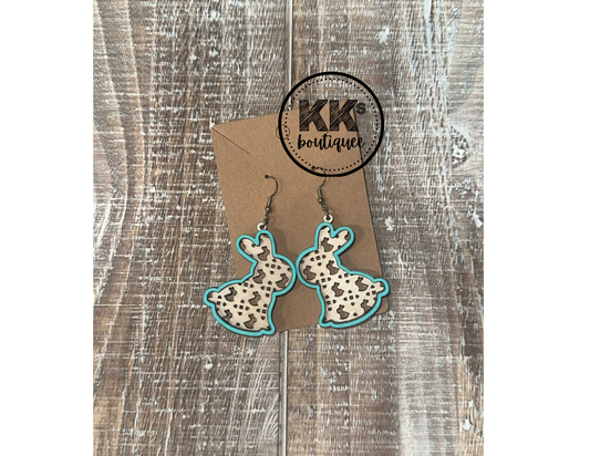 Blue Bunny Dangle Earrings