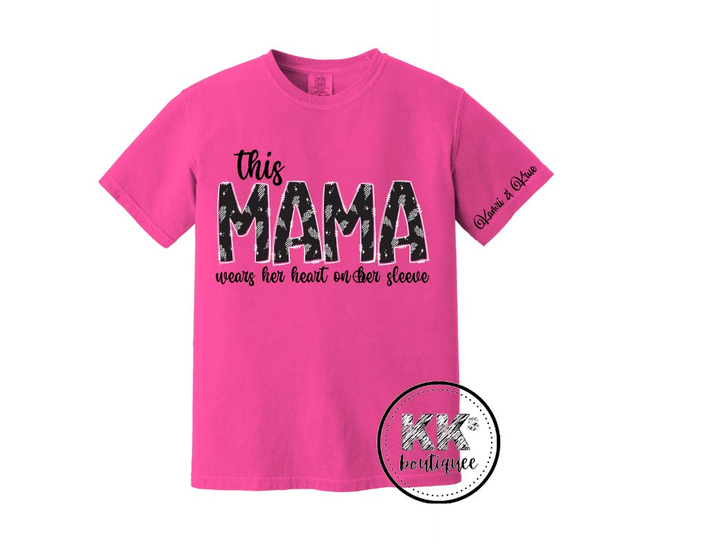 This Mama Wears her heart on her sleeve Short Sleeve Shirt