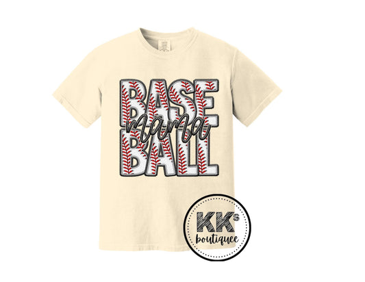 Baseball Mama Faux Embroidery