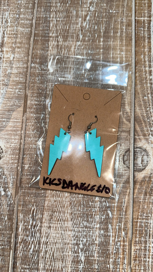 Teal lightening bolt dangle