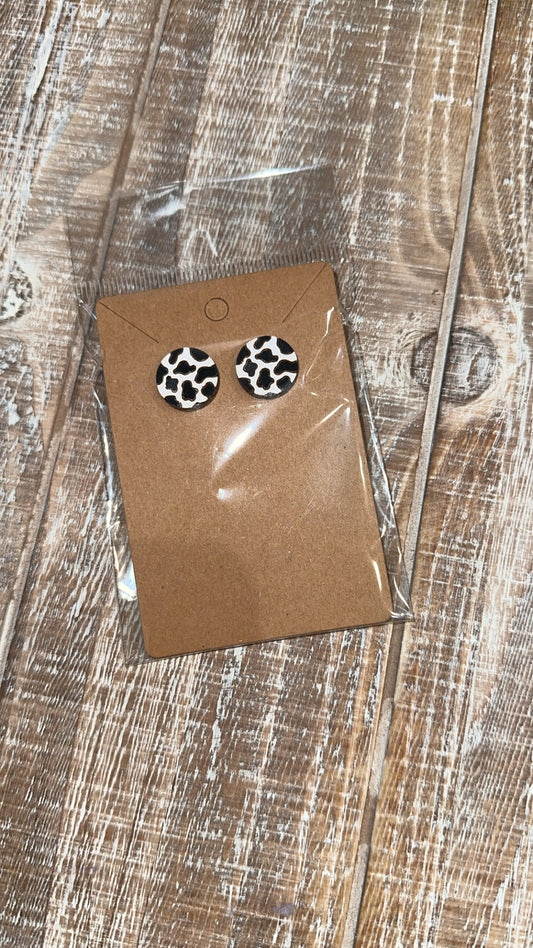Cow print studs