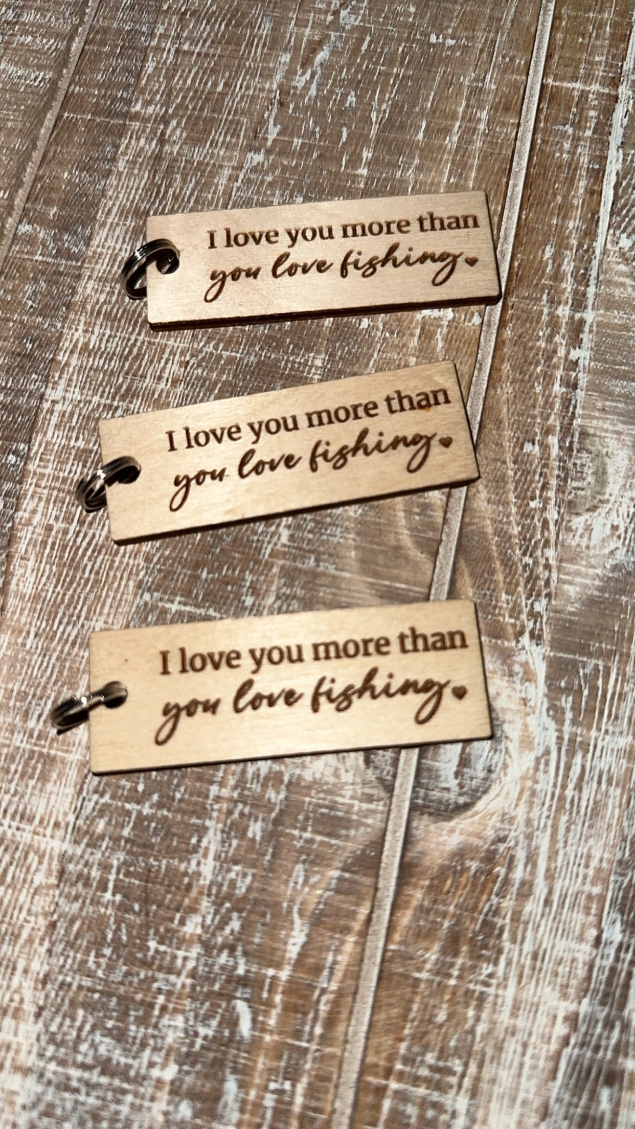 I love you more than you love fishing keychain