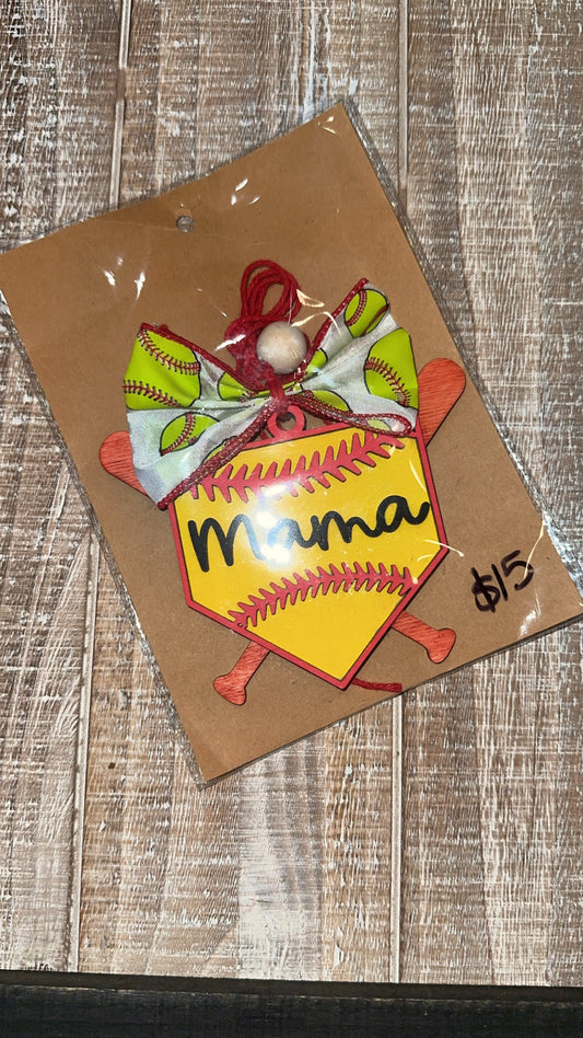 Softball Mama Car Charm