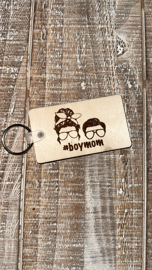 Boy mom keychain