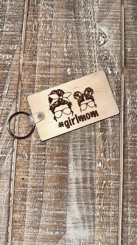 Girl mom keychain