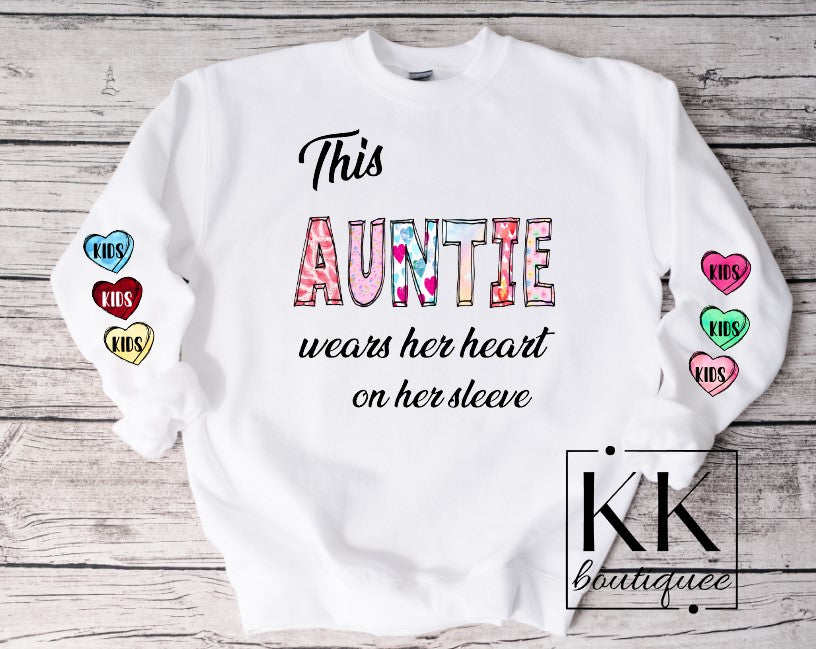 This Aunt wears her heart on her sleeve Sweatshirt