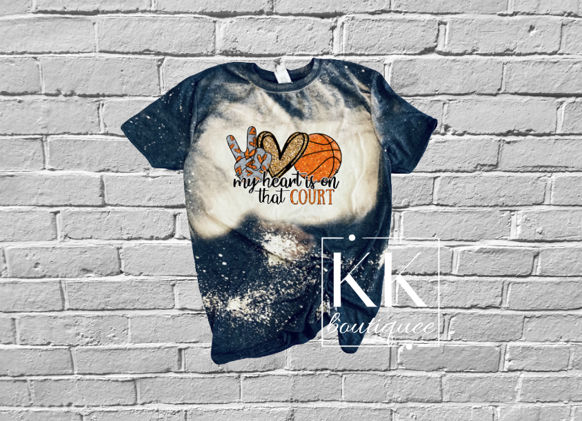 Basketball | My Heart is on that Court | Bleached Shirt