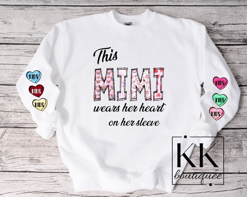 This Mimi wears her heart on her sleeve Sweatshirt