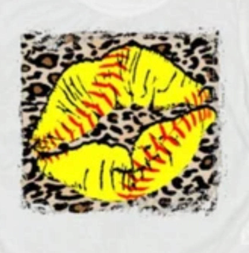 Softball lips cheetah background hoodie